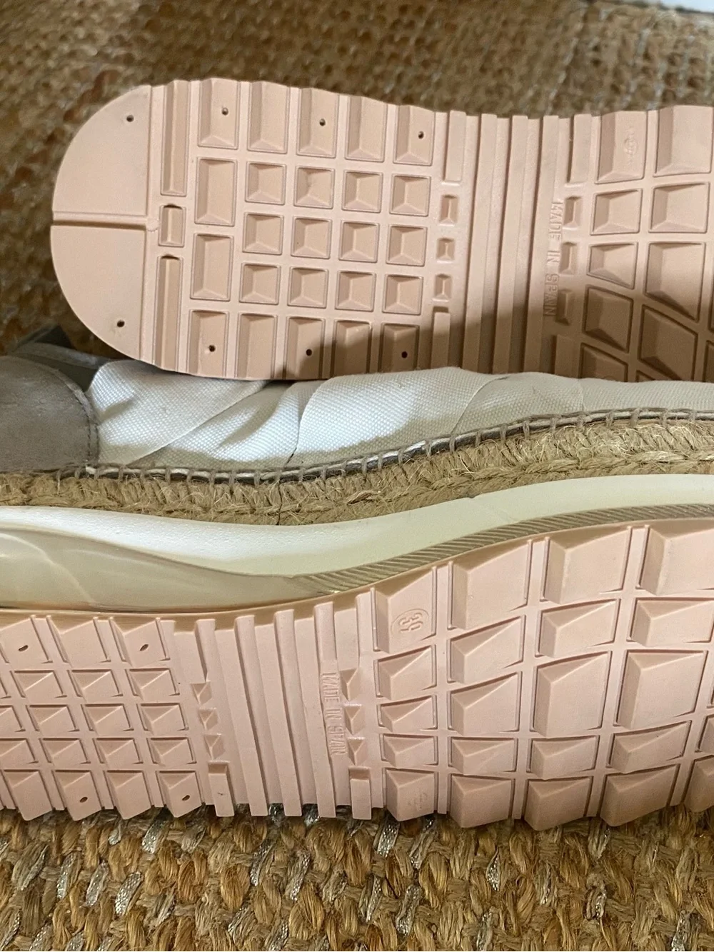 Free People Chapmin Espadrille Sneakers Oyster Combo Grey White Size 39 US 9 EUC